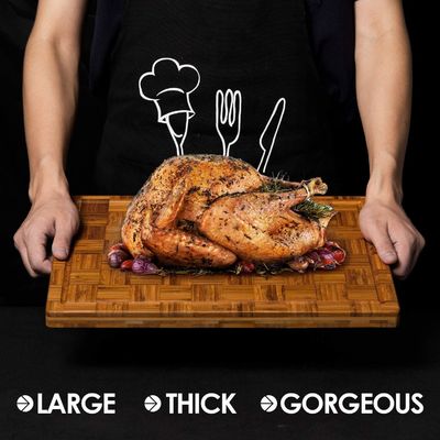 Nachhaltiges Set von 3 personalisierten Bambus-Schnittbrett mit Saft-Rohr große Größe