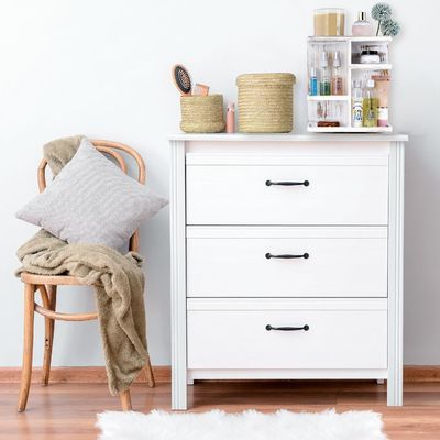 Drehbare Karussell-Make-up-Organisator für Kosmetik und Hautpflege in kundenspezifischem rustikalen Weißholz