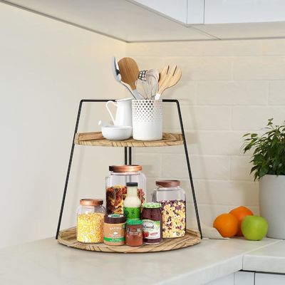 Holz-Bad-Schalter-Organisator 2 Stufe Eckregal für Lagerung und Organisation