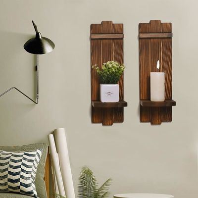 202406 Rustikale Holzkerzenhalter Wand Hängende Kerzen Sconces für eine gemütliche Atmosphäre
