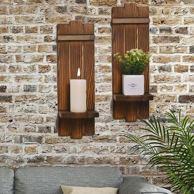 202406 Rustikale Holzkerzenhalter Wand Hängende Kerzen Sconces für eine gemütliche Atmosphäre
