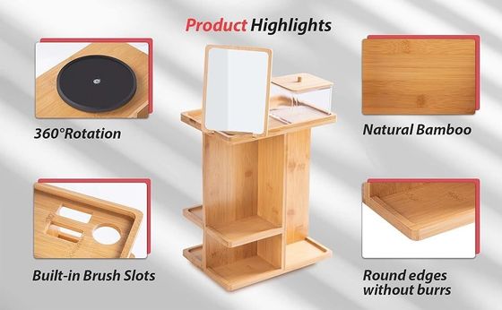 Schnitzende Bambusholz-Make-up-Organisator und Hautpflege-Speicher für eine unbeschwerte Eitelkeit