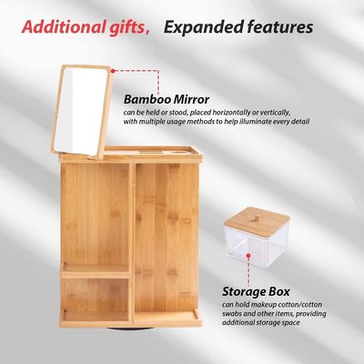 Schnitzende Bambusholz-Make-up-Organisator und Hautpflege-Speicher für eine unbeschwerte Eitelkeit