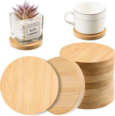 Maßgeschneiderte Küche Quadrat Round Teetasse Pads Set Bambus Holz Coasters mit Druck