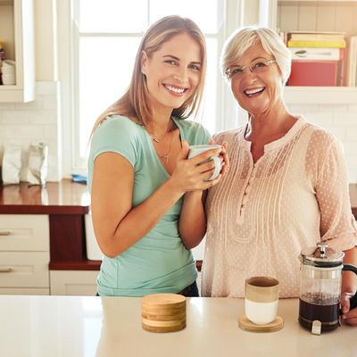 Maßgeschneiderte Küche Quadrat Round Teetasse Pads Set Bambus Holz Coasters mit Druck