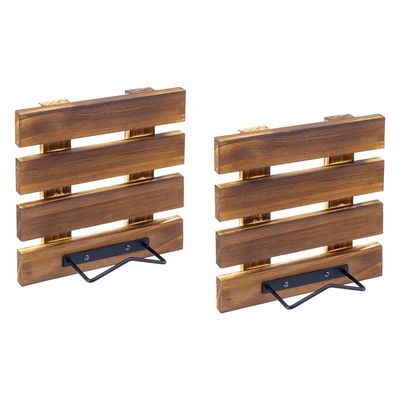 Anpassungsgröße Rustikales Brannte Massivholz und Schwarzmetall Draht Wandmontierte Platte Display Rack