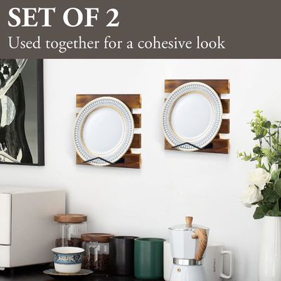 Anpassungsgröße Rustikales Brannte Massivholz und Schwarzmetall Draht Wandmontierte Platte Display Rack