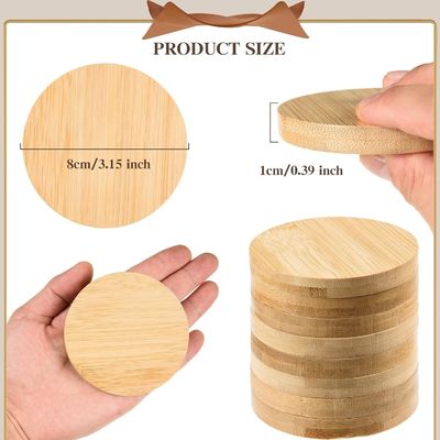 Maßgeschneiderte Küche Quadrat Round Teetasse Pads Set Bambus Holz Coasters mit Druck