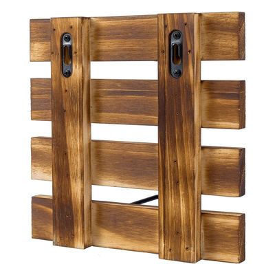 Anpassungsgröße Rustikales Brannte Massivholz und Schwarzmetall Draht Wandmontierte Platte Display Rack