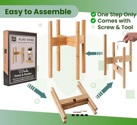 Anpassungsfähiger Pflanzenstand aus Bambusholz, ideal für 8-, 10-, 12-Zoll-Töpfe und Blumenvasen