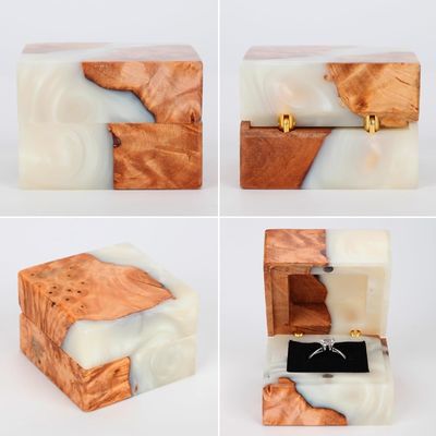 Elegante Einzelschlitze Holzringbox für kleine handgefertigte Vintage-Schmuckverpackungen