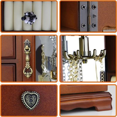 Holzschmuckkasten mit 4 Schubladen für die Aufbewahrung von Ringen und die Organisation von Make-up