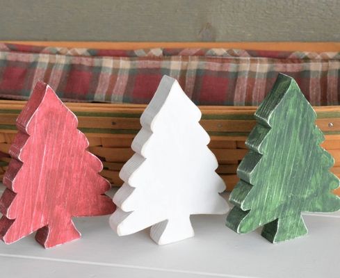 Individuelles Logo auf Wunsch Rustikales Holz Weihnachtsbaum Tischdekor Primitiv Baum