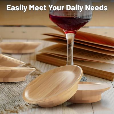 Machen Sie Ihre Party auffallen Bambus Holz Weinglas Topper für Wein-Cup-Büffel-Coasters