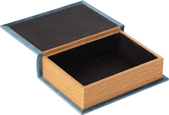 Handgefertigte Holzdekorationsbuchförmige Schmuckbox mit Seidenbildschirmdruck/Verbrannt