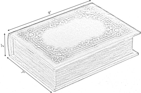 Handgefertigte Holzdekorationsbuchförmige Schmuckbox mit Seidenbildschirmdruck/Verbrannt