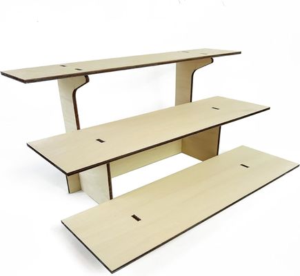 Glanz-Lamination 3-Schicht-Rechtholz-Tisch-Display-Stand mit Regalen