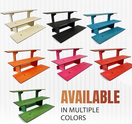 Glanz-Lamination 3-Schicht-Rechtholz-Tisch-Display-Stand mit Regalen