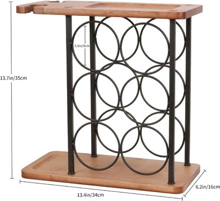 Holz-Winständer mit Tellern, 6 Flaschen und 2 Glaser
