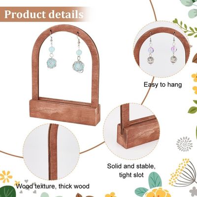 Bestellung auf Wunsch akzeptiert Holzbogenförmiger Ohrring-Display-Stand mit Kokosnussbasis