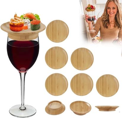 Holzweinglas Charcuterie Board Topper Set von 6 für die Verhinderung von Rotwein Spritzen