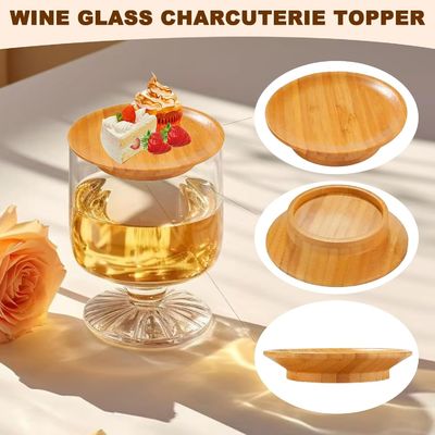 Holzweinglas Charcuterie Board Topper Set von 6 für die Verhinderung von Rotwein Spritzen