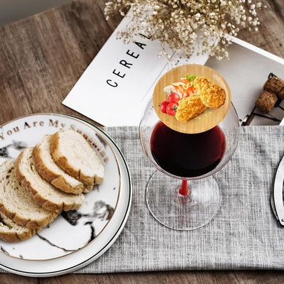 Holzweinglas Charcuterie Board Topper Set von 6 für die Verhinderung von Rotwein Spritzen