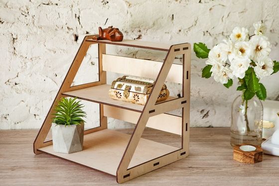 Holz 3-Ebenen Einzelhandel Tisch Anzeige Stand mit Regalen für Schmuck kostenlos Probe Gebühr