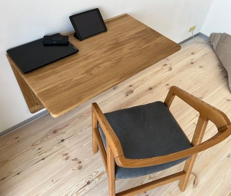 202407 Eiche Wandschreibtisch Klappschreibtisch für das Büro Bürogebäude Druckerei Verbrannt