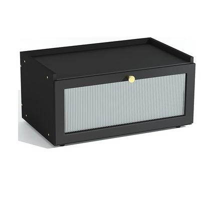 Geschenk-Paket 2-Schicht großer moderner Bambus schwarzer Brot-Box Holz Brot-Speicherbehälter mit Fenster