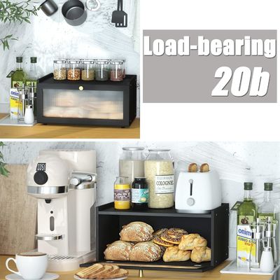 Geschenk-Paket 2-Schicht großer moderner Bambus schwarzer Brot-Box Holz Brot-Speicherbehälter mit Fenster