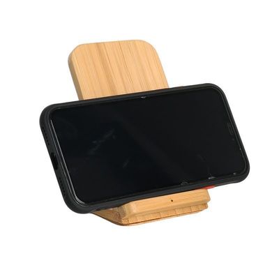 Custom Holz Farbe Natürlicher Bambus Wireless Charging 10W Telefonständer mit Postverpackung