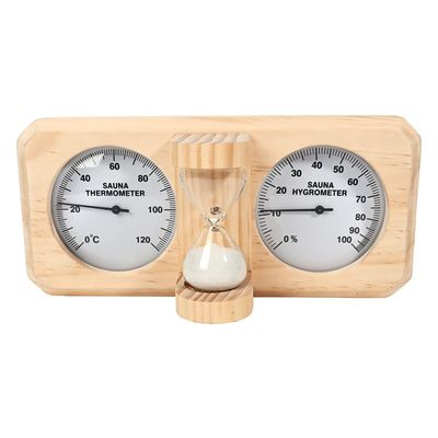 Modernes Design 3 in 1 Holz-Sauna-Thermometer und Hygrometer mit 15-minütigem Sandtimer