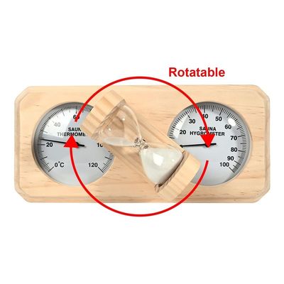 Modernes Design 3 in 1 Holz-Sauna-Thermometer und Hygrometer mit 15-minütigem Sandtimer
