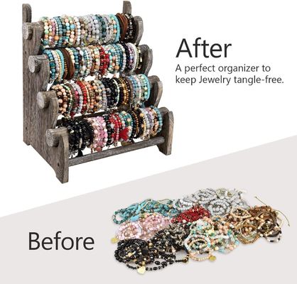 Holz 4 Stufe Schmuck Armband Anzeige Stand Organisator Halter Heimlager 12 W x 9 D x 14 H