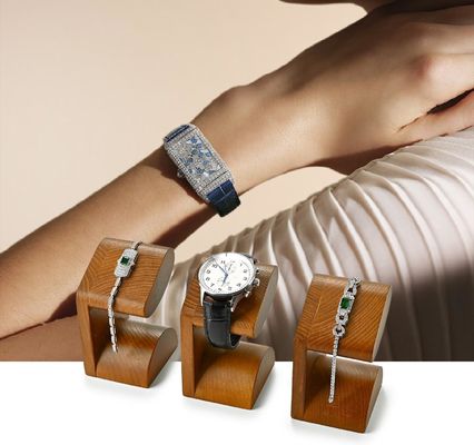 Einartiges Handgelenk Acacia Holzuhr Display Stand Holzvitrine mit Seidenbildschirmdruck