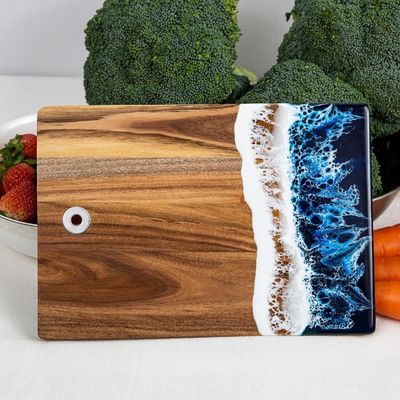 Customized Pattern Acacia Holz Epoxidharz Charcuterie Board für die Zubereitung von Speisen