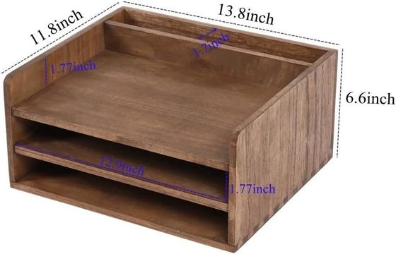 Holz-Desktop-Dateiordner-Speicher-Tray-Organisator Stand für Büro-Dokumenten-Rack Mail Sorter
