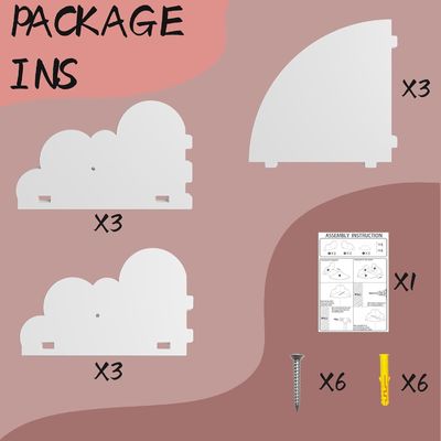 Maßgeschneiderte Bestellung akzeptiert Holzwolken Ecke Wand Display Regal für Handwerk Organisation