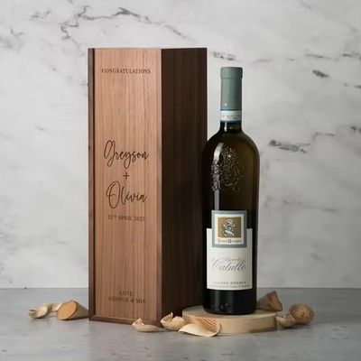 Seidenbildschirm Druck Kiefer Wein Champagner Box für Verlobung und Hochzeit 35x11x11cm