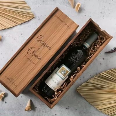 Seidenbildschirm Druck Kiefer Wein Champagner Box für Verlobung und Hochzeit 35x11x11cm