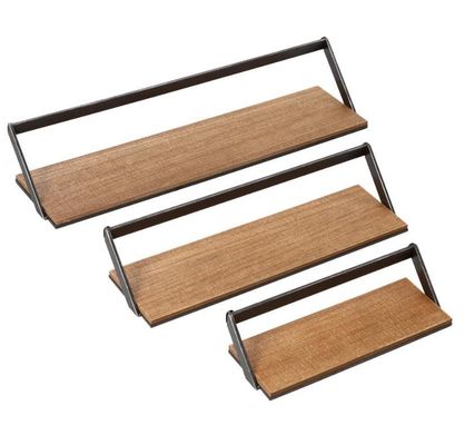 Individuelles Logo Heimdekoration Set von 3 schwarzen/natürlichen Holzregalen Hängende Displayregale