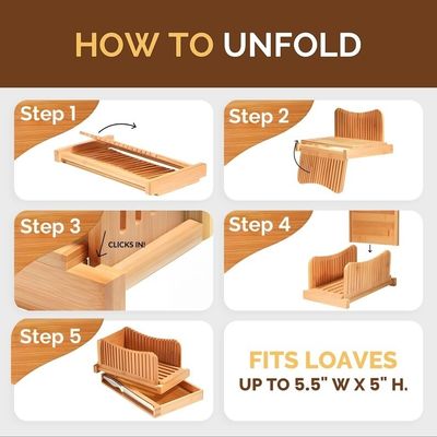 Haushaltsholzbrot-Schneidemaschine mit Messer 3 Dicke Optionen Klappbares Bambus-Schneidwerkzeug