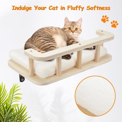 Holzkatzenhängematte mit 5 Schritten Stellstangen für Wandkatzen Wandmöbel Druck verbrannt