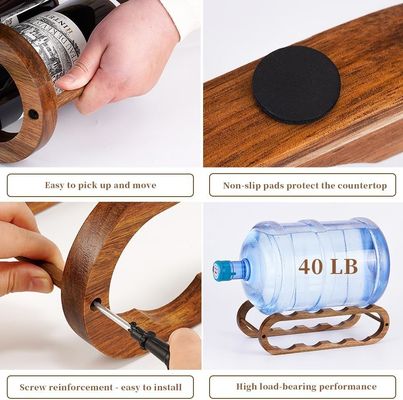 Handgefertigte Acacia 2 Tier Weinregal und Wasserflaschen-Organisator für Schränke