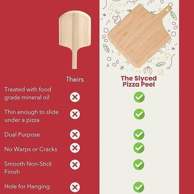 Innovatives Design 4 x 12 Zoll nicht klebendes echtes Bambus-Pizza-Board Holz-Pizza-Pellerregal