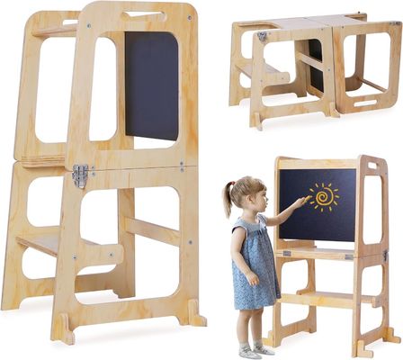 Benutzerdefiniertes Logo Akzeptabel Holz Baby Höhenverstellbarer Helfer Turm für Küchenlernen
