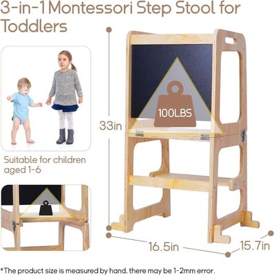 Benutzerdefiniertes Logo Akzeptabel Holz Baby Höhenverstellbarer Helfer Turm für Küchenlernen