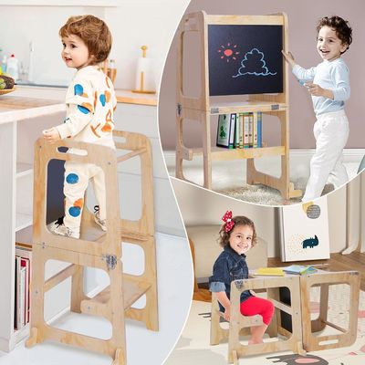 Benutzerdefiniertes Logo Akzeptabel Holz Baby Höhenverstellbarer Helfer Turm für Küchenlernen