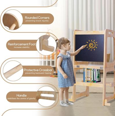 Benutzerdefiniertes Logo Akzeptabel Holz Baby Höhenverstellbarer Helfer Turm für Küchenlernen